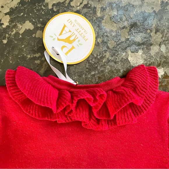 Petit Ami Classics•NWT•Size 6M•Pointelle Ruffle Collar Cardigan•Baby Girl Red ❤️ - Picture 8 of 13